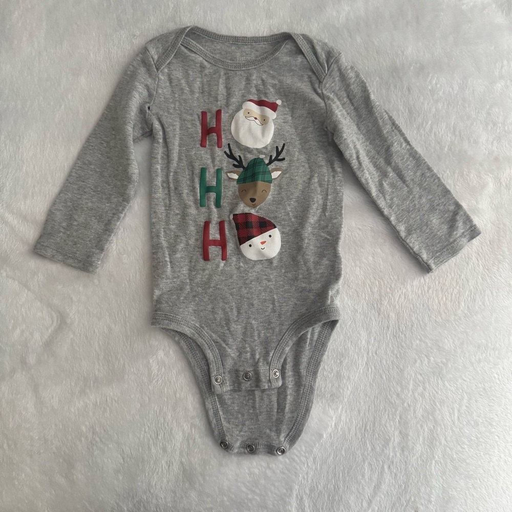 Carter's Gray Festive Bodysuit with Holiday Characters